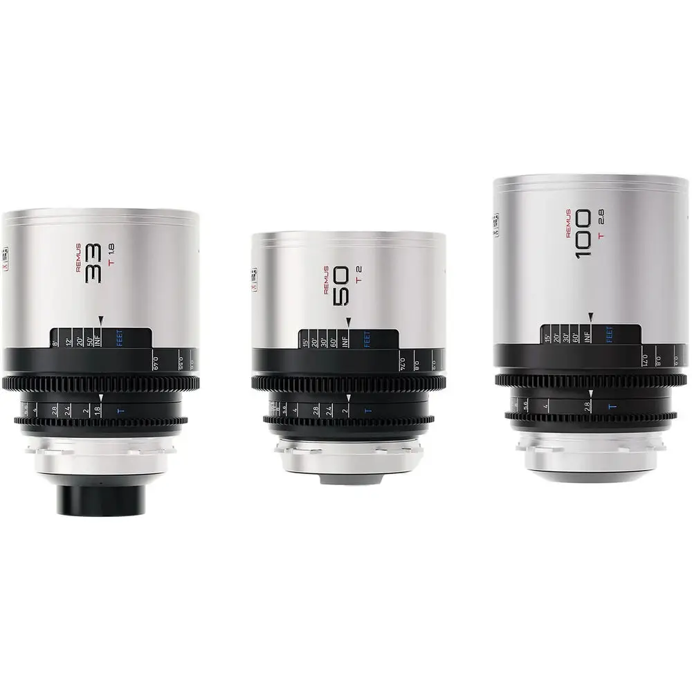 BLAZAR LENS Remus 1.5x Full-Frame Anamorphic 33, 50, and 100mm 3-Lens Set (ARRI PL, Silver Flare) BLAZAR LENS Remus 1.5x Full-Frame Anamorphic 33, 50, and 100mm 3-Lens Set (ARRI PL, Silver Flare)